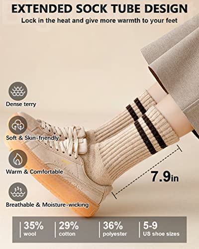 Image of IIG 3-5 Pairs Womens Super Thick Warm Winter Crew Socks Cute Fashion Knit Cozy Socks Gifts for Women
