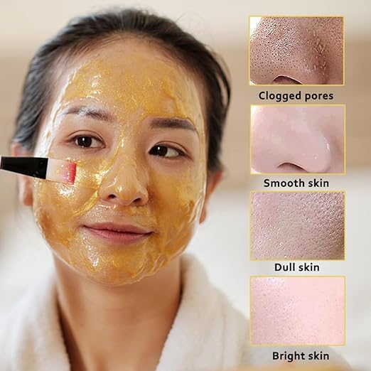 Image of Korean Glass Skin Bio-Collagen Overnight Face Mask | Collagen Overnight Peel Off Mask | Overnight Glow Duo for Uneven skin Tone | Night Wrapping Mask for Women (gold)