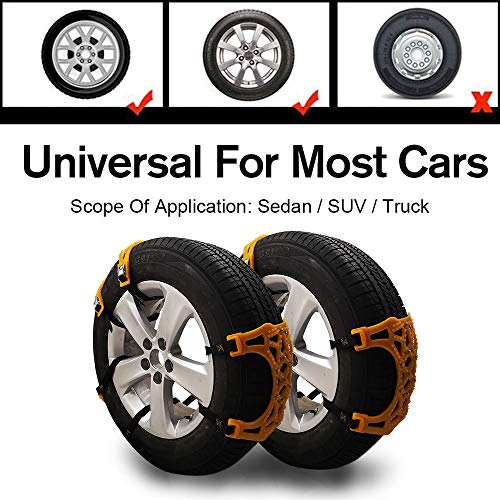 soyond Snow Chains Car Anti Slip Snow Tire Chains Adjustable Anti-Skid Chains Car Tire Snow Chains for Car/SUV/Trucks-Set of 6 Width 165-255mm/6.4-10.1'' (Set of 6 Width 165-255mm/6.4-10.1'')