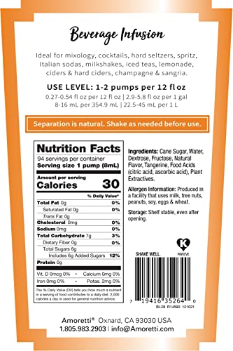 image for Amoretti - Tangerine Beverage Infusion, 94 Servings Per Bottle (750 ml