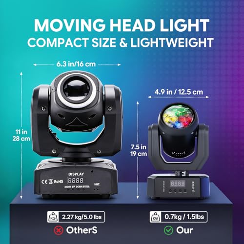 Lumière disco Mini LED 30W lyre mobile avec télécommande gobos RGW - 3