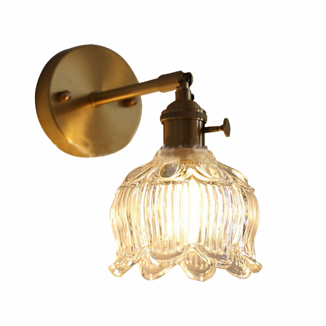 HUAYUSEDF Industrial Modern Wall Lights with Switch Up & Down Adjustable Wall Sconces Lighting Glass Lampshade Vintage Wall Lamp for Bedroom Living Room Kitchen Loft (Green)(Transparent)