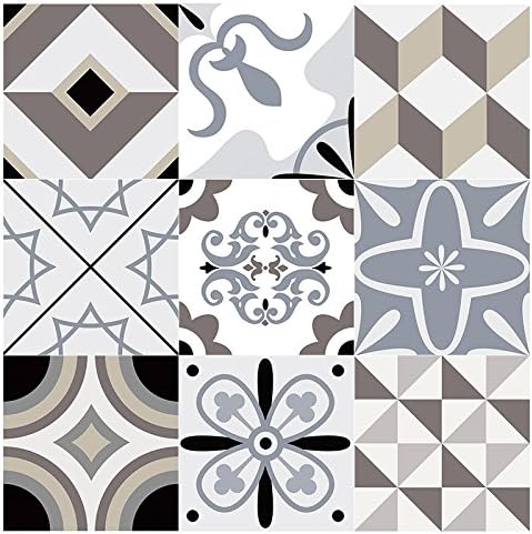 Tile Stickers Roommates Bedroom & Bathroom & Kitchen Backsplash & Floor Decorate. Easy to Apply Just Peel & Stick Vinyl Tiles – 10x10 inches (9 sheets,total 6.25 sqft)(Nordic Minimalism)