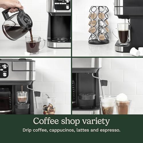 Cuisinart Coffee Center Barista Bar 4-in-1 Coffee Maker, Single-Serve Pods Compatible, Coffeemaker, Three Brewing Sizes, SS-4N1NAS, Black