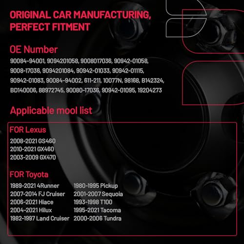 Image of BDFHYK 12mmx1.5 Wheel Lug Nuts,24pcs Black M12x1.5 Lug Nuts Closed End Mag Seat with Washer 13 /16 inch 21mm Hex 1.46 inch 37mm Tall Compatible with Toyota Tacoma 4Runner FJ Cruiser