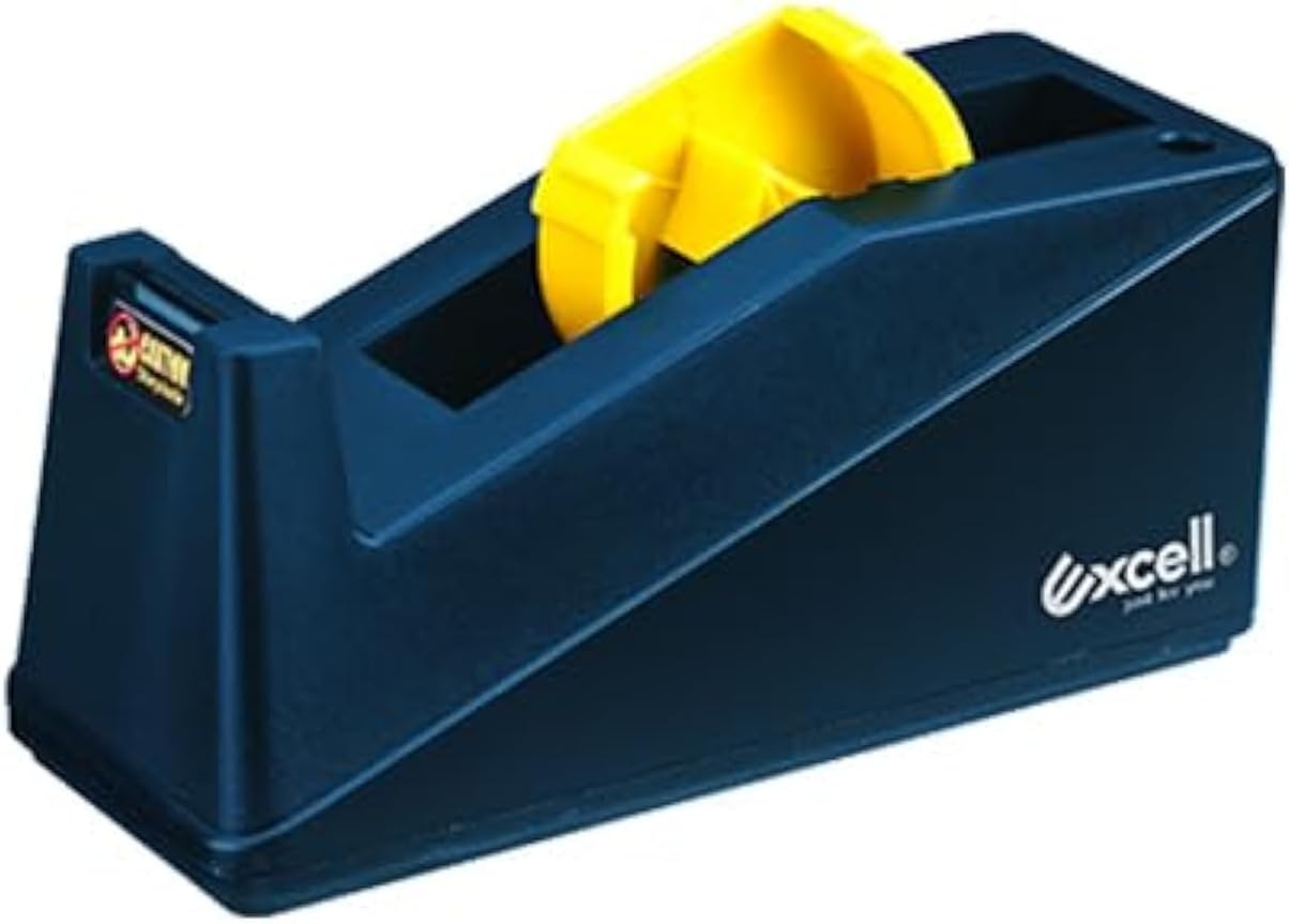 Excell Desk Tape Dispenser Dual Core, (ET-19125), 1 in. Width (Blue)