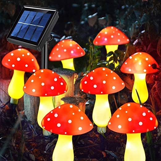 Solarna lampa ogrodowa, 8 trybów oświetlenia, wodoodporne ozdoby do ogrodu, trawnika, ścieżki, krajobrazu, podwórka, ścieżki, dekoracja ogrodzenia (czerwona 20)