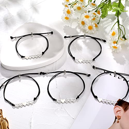 Image of Desimtion Mom and Daughter Bracelets for 2, 3, 4, 5, 6, Mother Daughter Matching Heart Bracelets - Birthday Gifts for Mom from Daughter