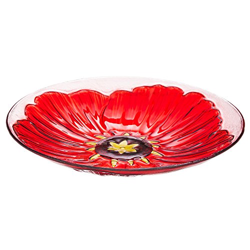 Evergreen Garden Glass 18" Birdbath,Flower #TOP1