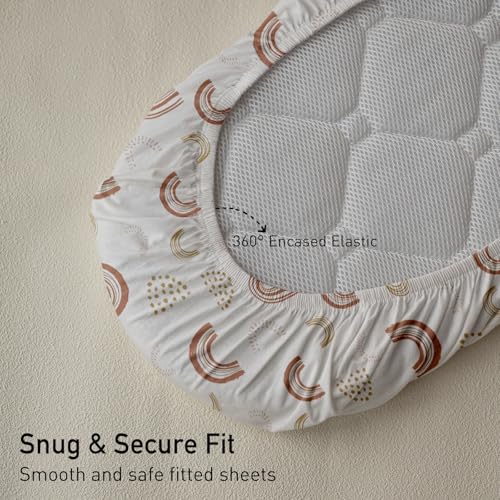 Image of Gllquen Baby Organic Cotton Bassinet Sheets (33 inchx17 inch) 2-Pack Khaki | 100% Cotton Bassinet Mattress Sheets, Compatible with Halo, Graco, Baby Delight. Soft, universal fitted for girls boys unisex