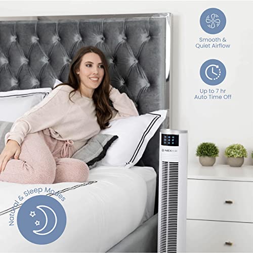 Nexair 36” Oscillating Tower Fan, 3 Speed Portable Fan Tower With Remote Control, Quiet Operating Floor Fan For Bedroom With 7.5 Hr Auto Off Timer, Modern Design Room Cooling Fan For Home & Office #TOP2