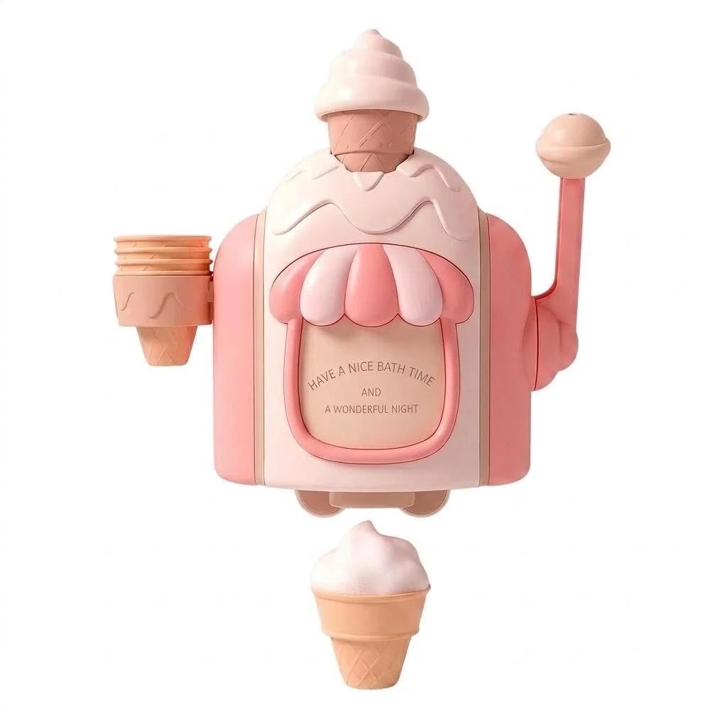 BRTNUP Bath Bubble Machine, Pink Ice Cream Foam Maker for Tub Shower