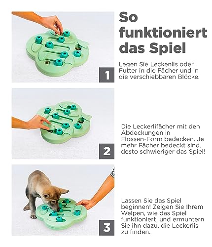 Outward Hound Nina Ottosson Puppy Hide n' Slide - Interaktives Leckerli-Denkspielzeug für Hunde - Grün