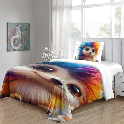 Sets de housses de couettes 3 pièces hérisson 3D microfibre 135x200cm - 5