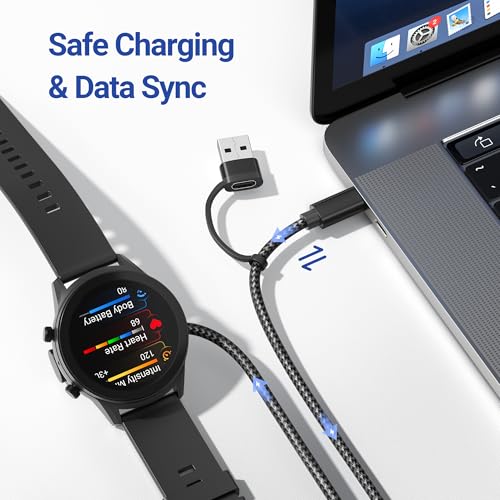 Image of Itramax 2-in-1 Charger Cable for Garmin Watch 4FT 1Pack,Charging Power Cord for Garmin Fenix 8 E 7 7X 7S 6 5 5X 5S Solar,Forerunner 965 945 935 255 165 Music,Venu X1 4 3 3S 2S 2 SQ,Epix Pro Gen 2