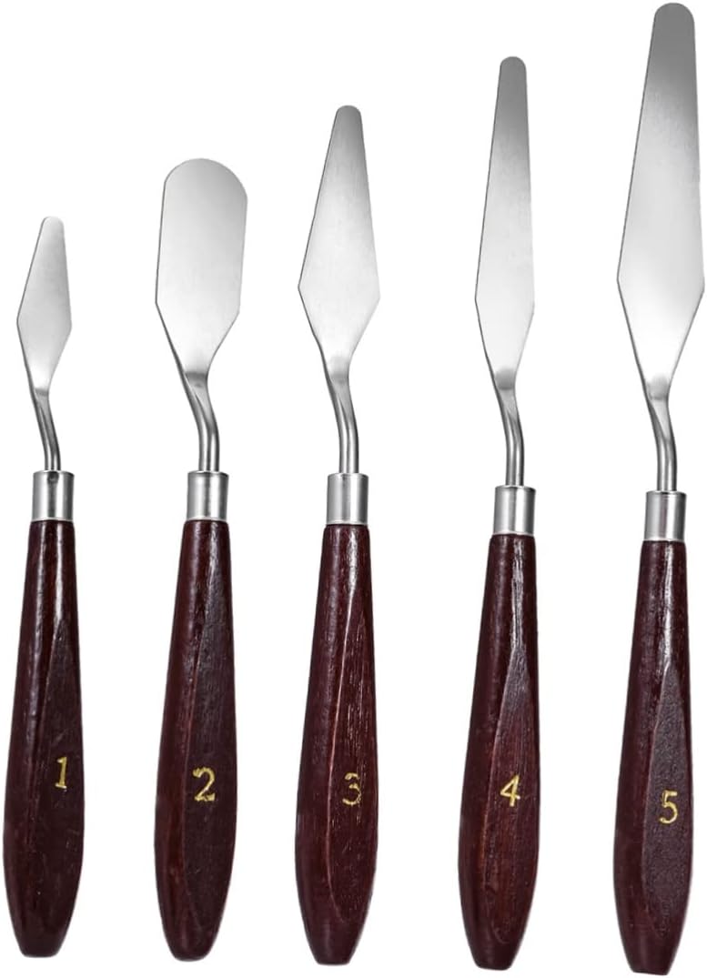 5pcs Stainless Steel Painting Knives Palette Knife Sizes for Oil Painters Art Students and Teachers Random