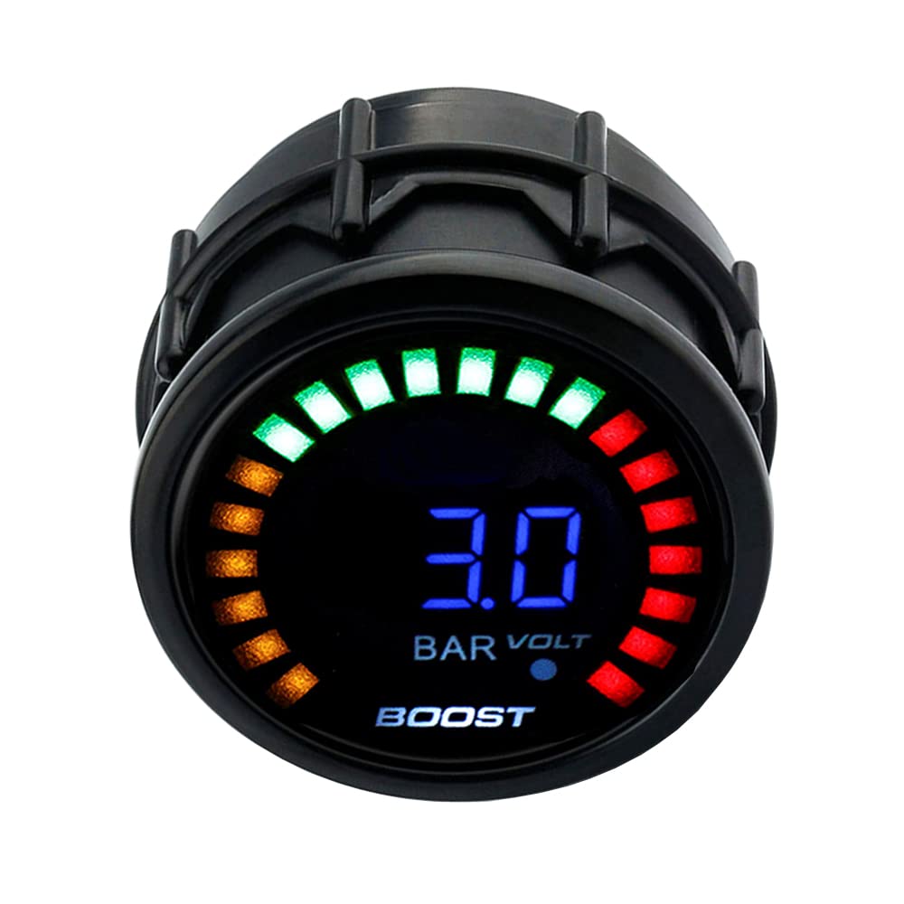 ETOPARS Motore Auto Digitale 52mm 2pollici Calibro di Turbo Boost Kit Manometro Boost Bar Misuratore Indicatore Luminoso Display Sfumatura Fumo Lente