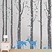 artaslf Adesivi murali alberi di dimensioni enormi Set di betulle con cervi e uccelli Decalcomanie da muro in vinile rimovibili Decorazioni per alberi