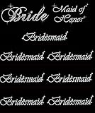 Lot of 9 Rhinestone Wedding Iron on Transfer (1 Bride) (1 Maid of Honor) (7 Bridesmaid)