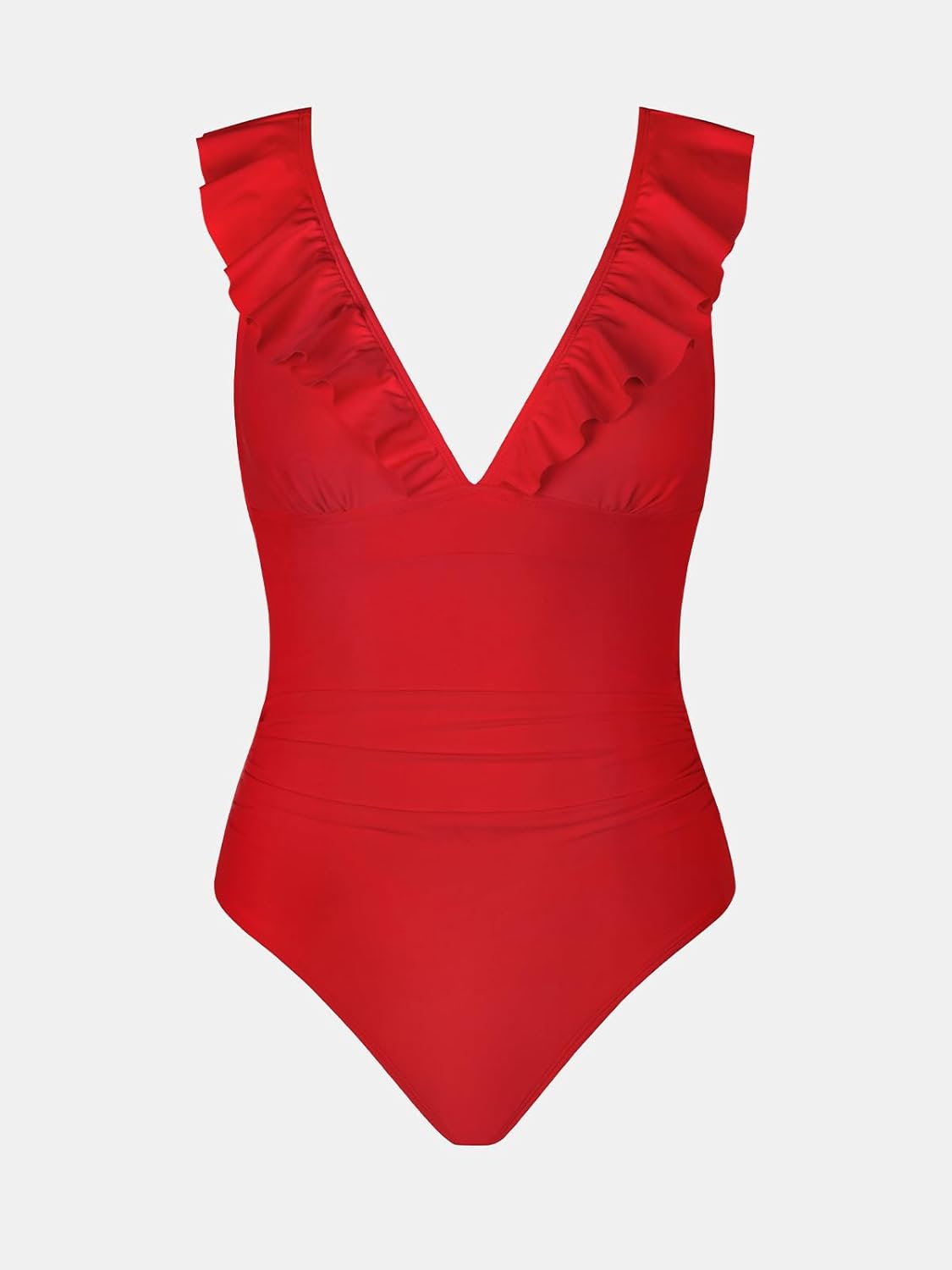 CUPSHE Women's Ruffled One Piece Swimsuit V Neck Lace Up thumbnail