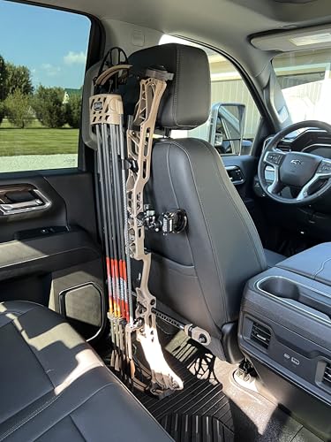 Universal Bow Hanger Headrest Mount, Black, Archery Equipment Storage for Vehicle. New and Improved