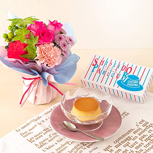 日比谷花壇 資生堂パーラー「プリン詰合せ(2個入）」とそのまま飾れるブーケセット