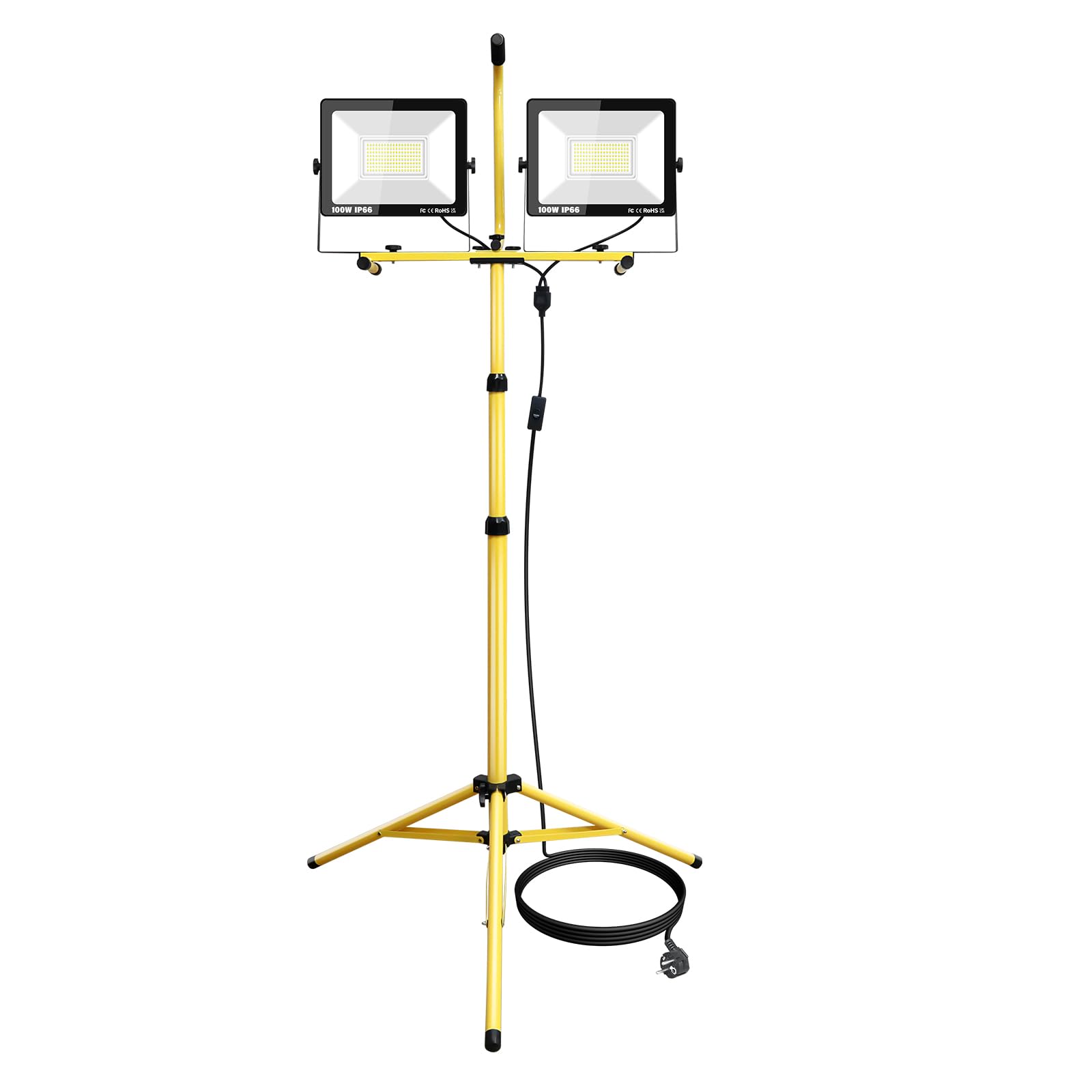 PICAA Tripod LED Work Light with Twin Head 200W Floodlight, 20000LM 220-240V Portable Indoor/Outdoor Lighting for Job Sites, Workshop, Garage, Construction, IP65 6000K — image 1