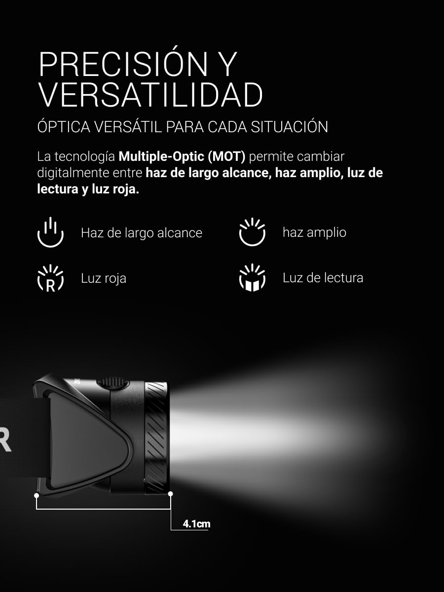 Zweibrüder ZB7H Linterna Frontal LED Recargable 1200 Lúmenes – Linterna de Cabeza con Digital Focus, Luz Roja y Luz Trasera, USB-C Integrado, Ideal para Outdoor, Running y Camping