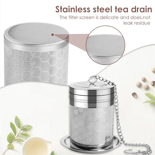 Image of BendJoy Tea Infuser Stainless Steel with Tray, Easy Clean Green Tea Infuser for Mugs & Teapots, Tea Strainer Infuser for Loose Leaf and Herbal Tea