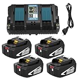 4X BL1850B Rechange pour Makita Batterie 18V 5Ah + Chargeur DC18RD pour BL1860B BL1850B BL1850 BL1860 BL1845 BL1840 et LXT-400