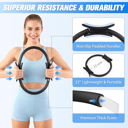 GINMIC Pilates Equipment, Pilates Kit for Women Home Workouts, at Home Pilates Set with Pilates Ring, Pilates Ball, Long and Loop Resistance Bands, Pilates Socks, Massage Ball, Guide & Bag - Image 6