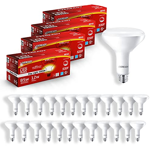 🛒 Flash Sale EVEREADY Led Flood Light Bulbs, BR40, 85 Watt Equivalent (12W Led Bulb), 1080 Lumens, 5000K Daylight Color, Dimmable, E26 Base Flood Lights for Recessed Cans, Energy Star and UL Certified – 24 Pack