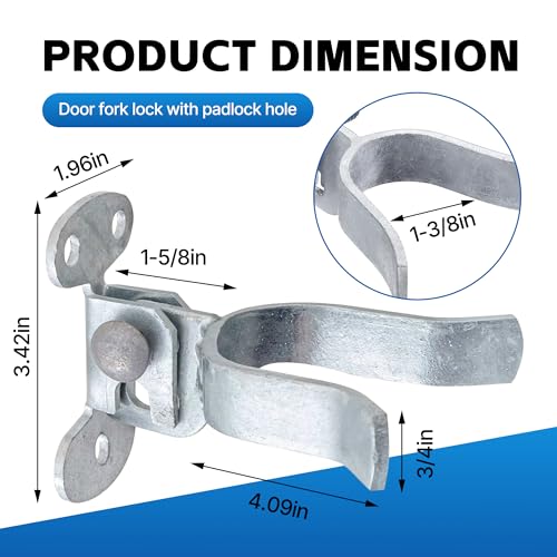 Image of 1-3 /8 inch Flat Back Wall Mount Chain Link Gate Latch, Durable Gate Latch Hardware with Screws or Lag Bolt for Wooden Gate Post or Wall