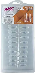 Kit com 240 Unhas Postiças Ultra Finas, Super Transparentes e Flexíveis, Formato Amêndoa