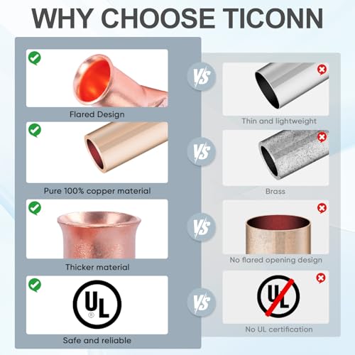 ticonn 10pcs 10 awg -3834 m10 battery cable ends heavy duty copper battery lugs ring terminals wire lugs connectors with 31 heat shrink tubing for distribution box golf carts solar panels