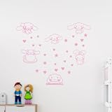 Vinyl Art Decal Decor - Cinamoroll - 7" to 5" Each - Cute Trendy Inspiring Lovely Design for Girls Boys Bedroom Closet Playroom Nursery Kinder Daycare Living Room Wall Sticker &lpar;Pink&rpar;