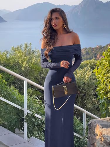 Image of REORIA Women's Off Shoulder Long Sleeve Bodycon Maxi Dresses