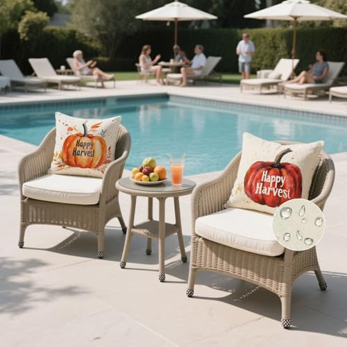 Housse de coussin 45x45 imperméable orange et rouge décorative G-202 - 3
