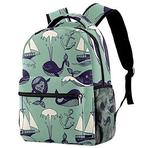 Sac à dos voyage loisir baleines drôles, cadeau idéal enfants