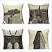 Lgetrich Fodera per Cuscino in Cotone e Lino, 4 Pezzi Copricuscini New York City, Morbido Cuscini Cotone Lino Caso Decorativo con Cerniera Invisibile, per Divano, Casa, Soggiorno, Camera 40x40cm