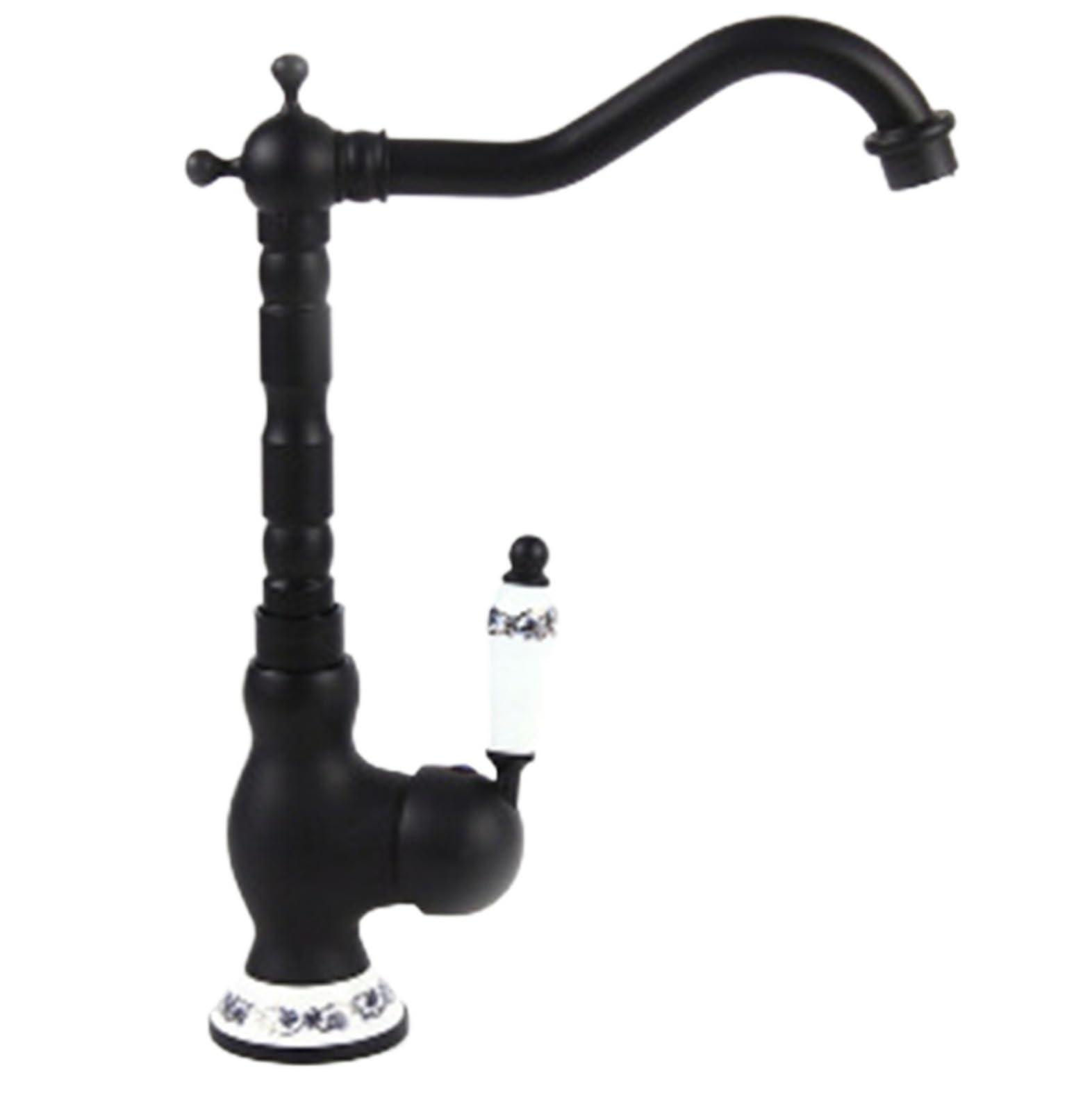 MXXQRHF Antique Brass Kitchen Faucet with Porcelain Handle 360° Swivel Mixer Tap Hot & Cold Water Deck Mounted Retro Design for Modern Kitchens