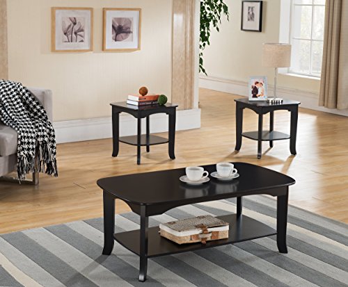 Kings Brand Furniture Kings Brand Furniture-3-Piece Espresso Occasional Set, Coffee 2 End Tables #TOP8