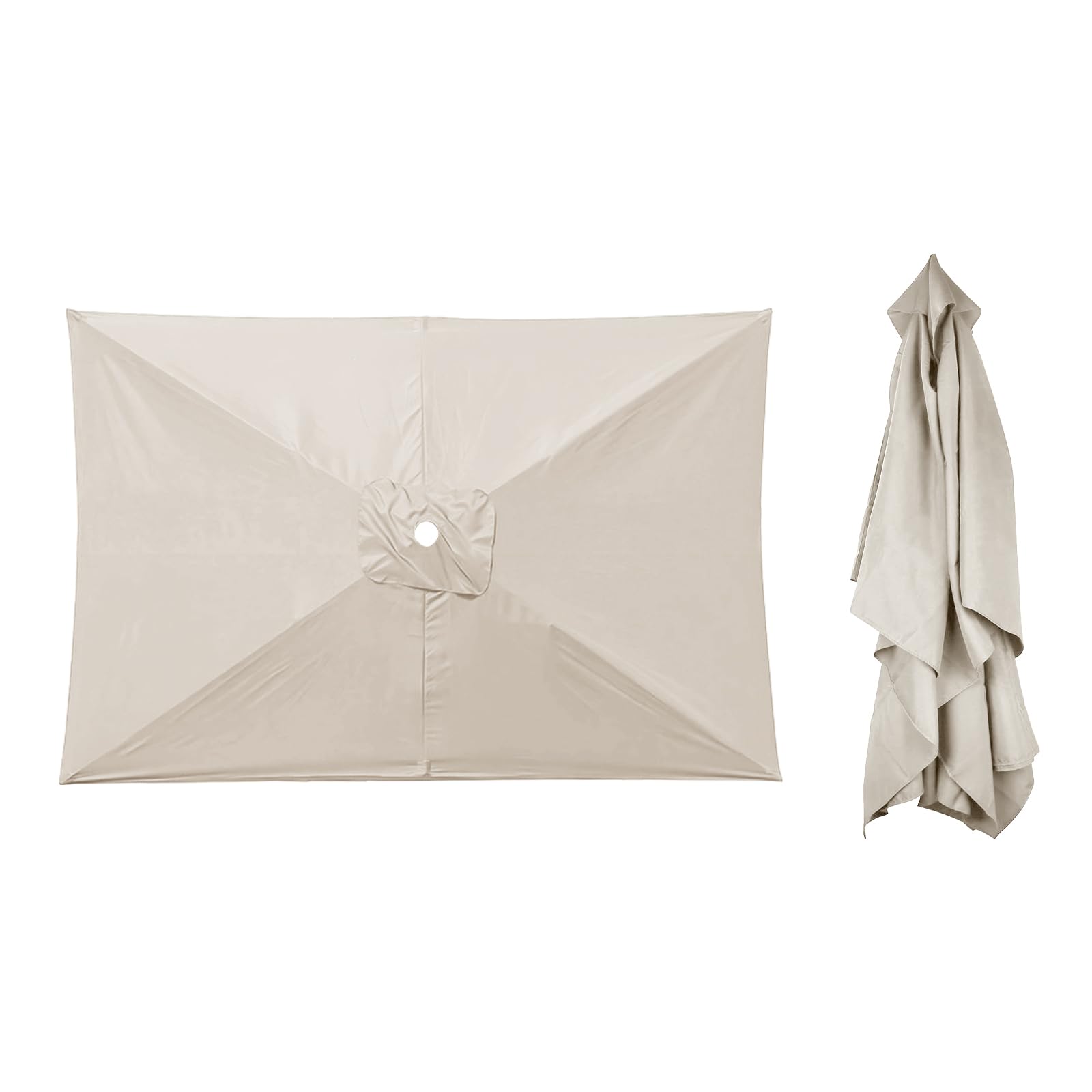 IGTOPS Replacement 6 Rib Rectangular Parasol Canopy, 200 x 300 cm, Cubierta de toldo de repuesto para sombrilla, sin soporte, toldo de sombrilla, tela de repuesto para paraguas antiultravioleta, beige