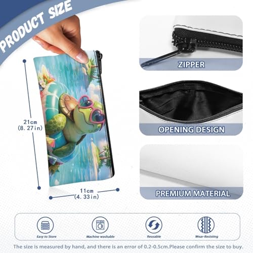 Image of Tropical Turtle Pencil Case Lightweight Pencil Box for Preschool Toddlers Girls Pen Holder for Stationery Storage Ideal for School Classroom
