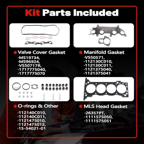 Image of AUCERAMIC HS26357PT Cylinder Head Gasket Set fit for 2005-2020 Toyota Tacoma, 2010 4Runner 2.7L L4 Engine Kit | Replace OEM# 11115-75050 HGS954 MS19734