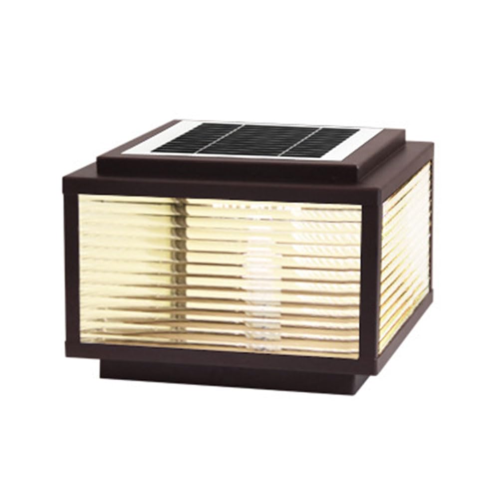 Solar Powered Pillar Lamp Lawn Column Pedestal Light with Clear Glass Modern Solar Pillar Table Light with 4