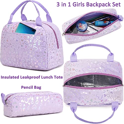 Meisohua Backpack Set For Girls School Backpack For Kids Preschool Kindergarten Elementary School Bookbag With Lunch Bag 3 In 1 Set Water Resistant Furry Backpack #TOP5