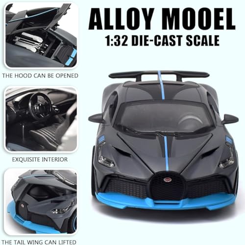 Image of Bugatti Divo 1:32 Exclusive Alloy Metal Pull Back Die-cast Car Diecast Metal Pullback Toy car with Openable Doors & Light, Music Boys Gifts Toys for Kids【Colors as Per Stock】