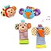 Runfon 4pcs Hochet Poignets et Pieds pour Bébé Hochet Bracelets Chaussettes en Peluche