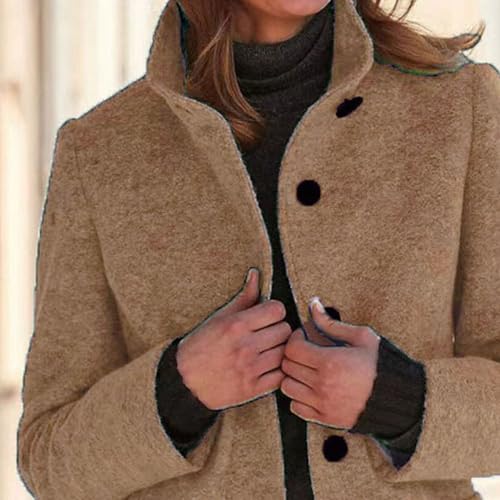 Maiyifu-GJ Women's Fall Winter Wool Blend Pea Coats Mid-Long Trench Coat Stand Collar Single Breasted Overcoat3
